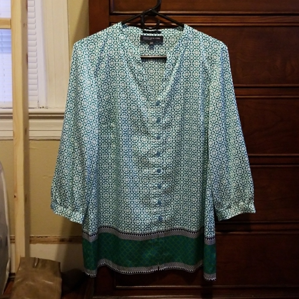 Blue button down blouse